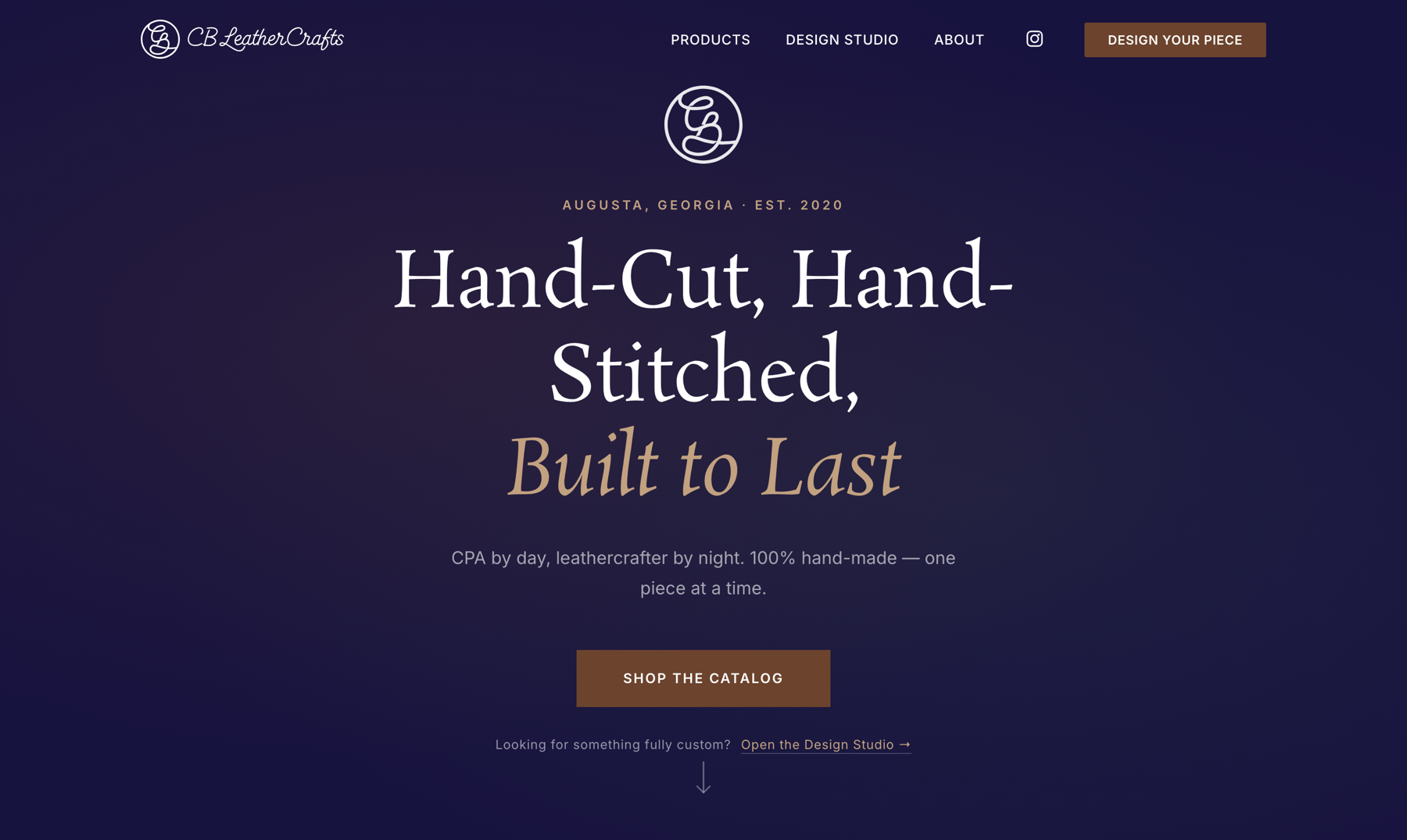 CB Leathercrafts homepage: Hand-Cut, Hand-Stitched, Built to Last
